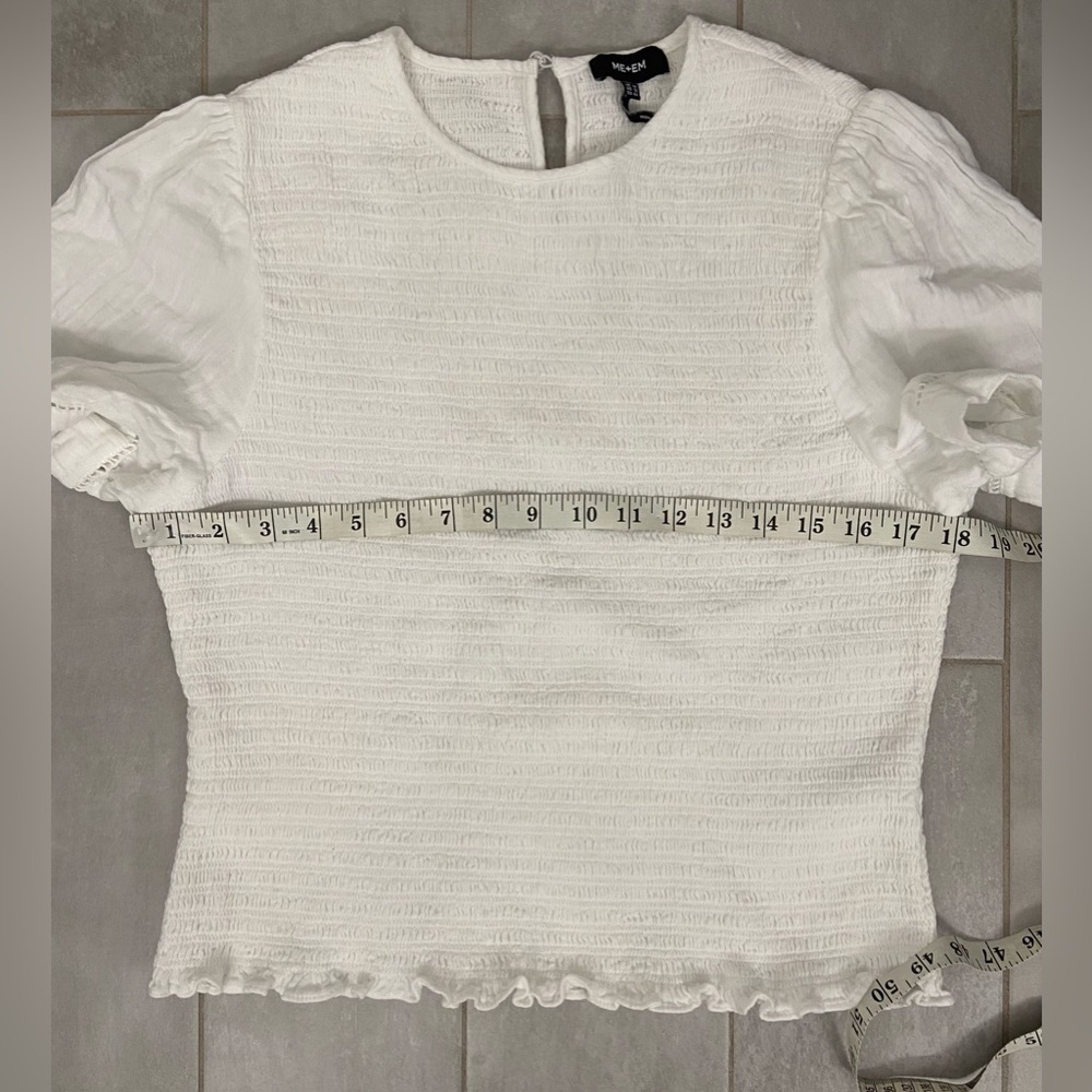 ME+EM Short Sleeve Smocked Blouse White Size 12 - Picture 4 of 6
